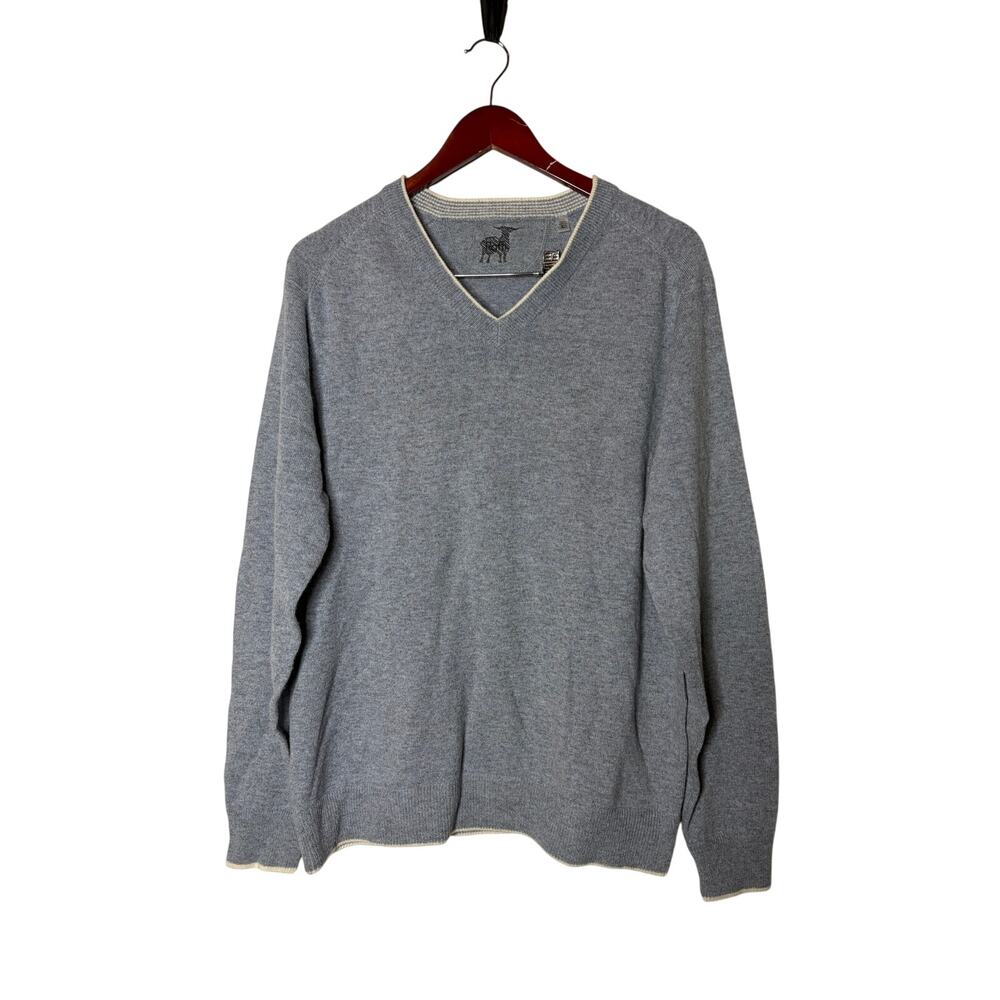 Raffi Blue Grey V neck cashmere pullover sz L